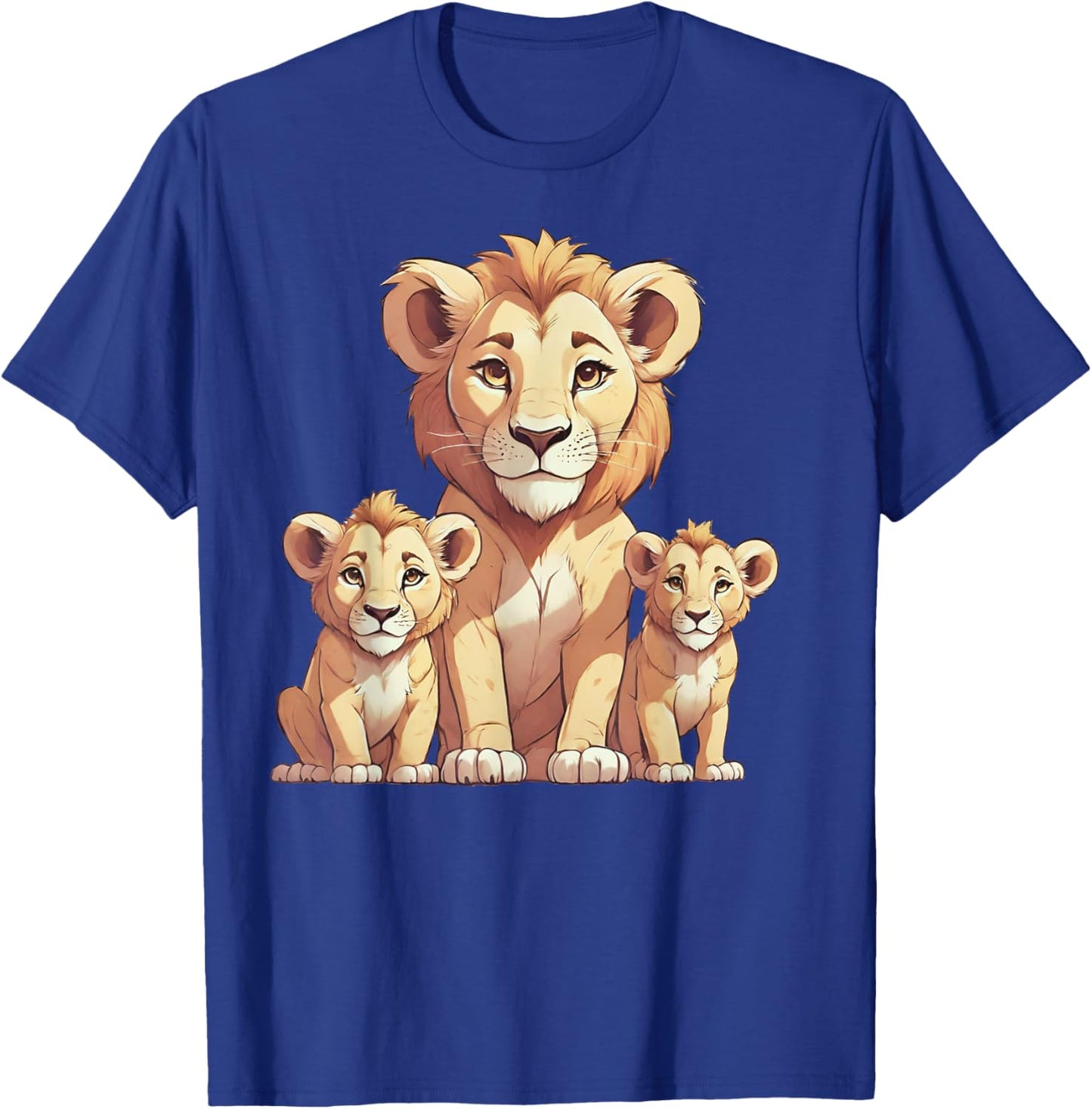 Cute Mama Lion and Cubs Family Mom Mother Gift Women Wife T-Shirt - T-Shirt | Royal
