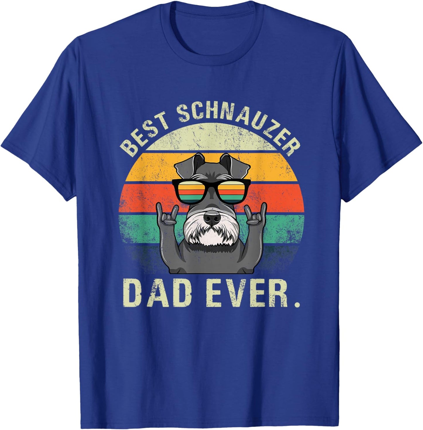 Dog Vintage Best Schnauzer Dad Ever Shirt Fathers Day Gifts T-Shirt - T-Shirt | Royal