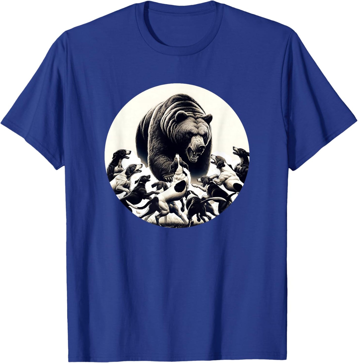 Hunting Bear Retro Dog Bear Hound Hunting Men Women Girls Kids T-Shirt - T-Shirt | Royal