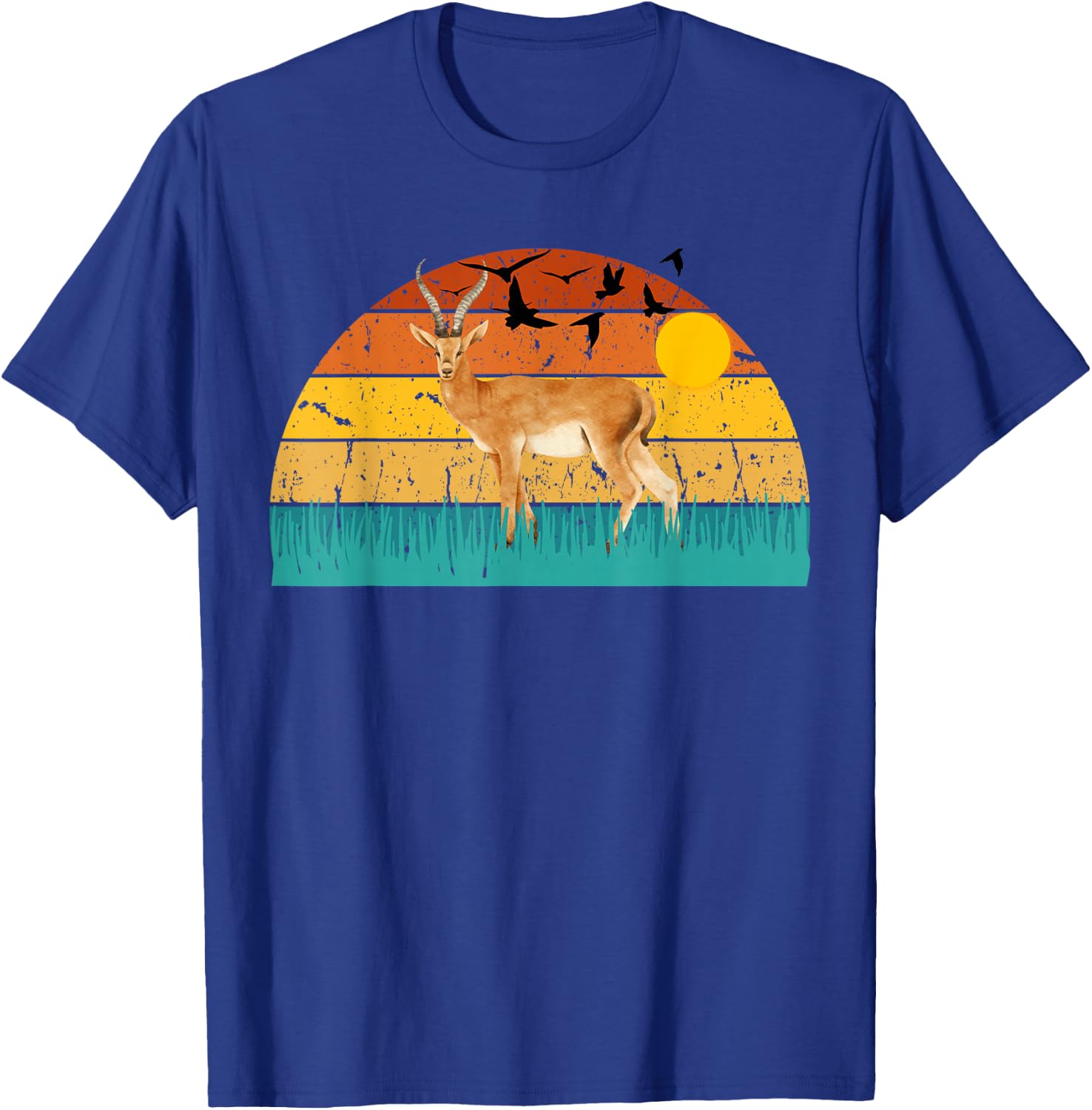 Gazelle Gazelle Lover Retro Style Animal Deers Sunset T-Shirt - T-Shirt | Royal