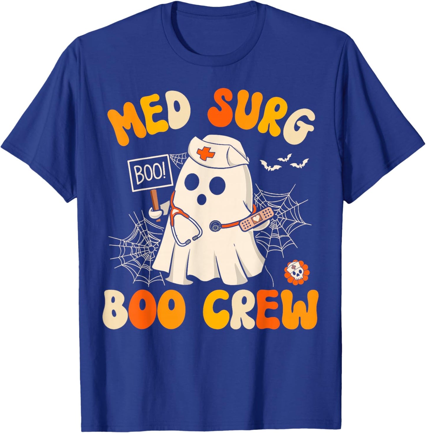 Med Surg Nurse Cute Health Worker Halloween Ghost Nurse T-Shirt - T-Shirt | Royal