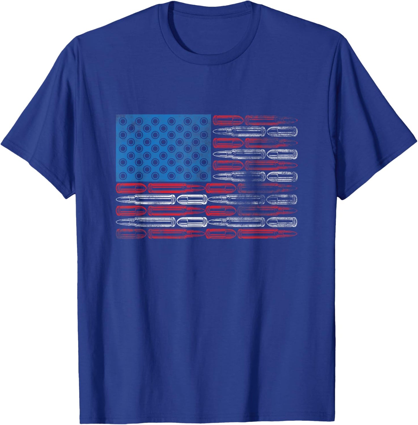 American Flag With Bullets Weapon Ammo Lover US Flag Vintage Men T-Shirt - T-Shirt | Royal