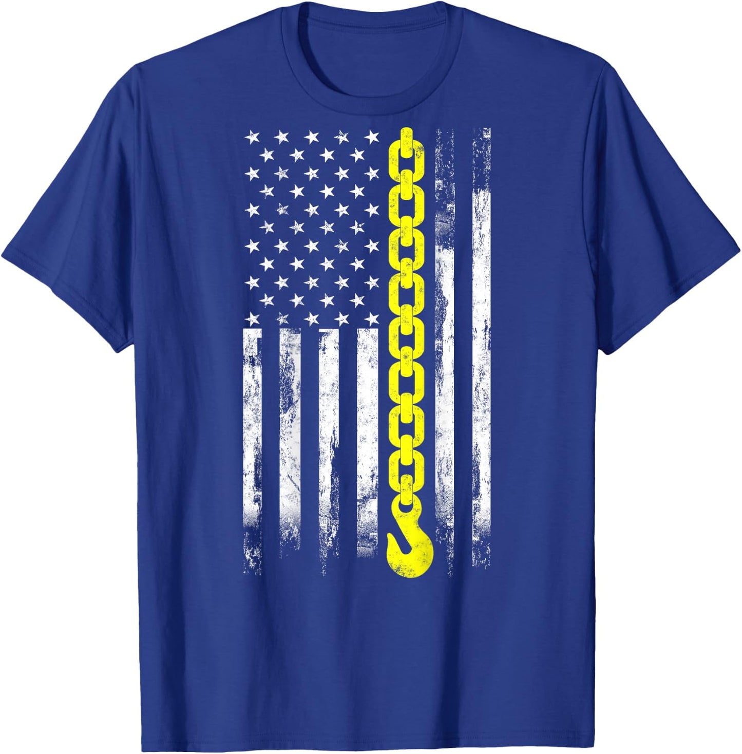 Tow Truck Driver Thin Yellow line USA Flag Gift Towing Dad T-Shirt - T-Shirt | Royal