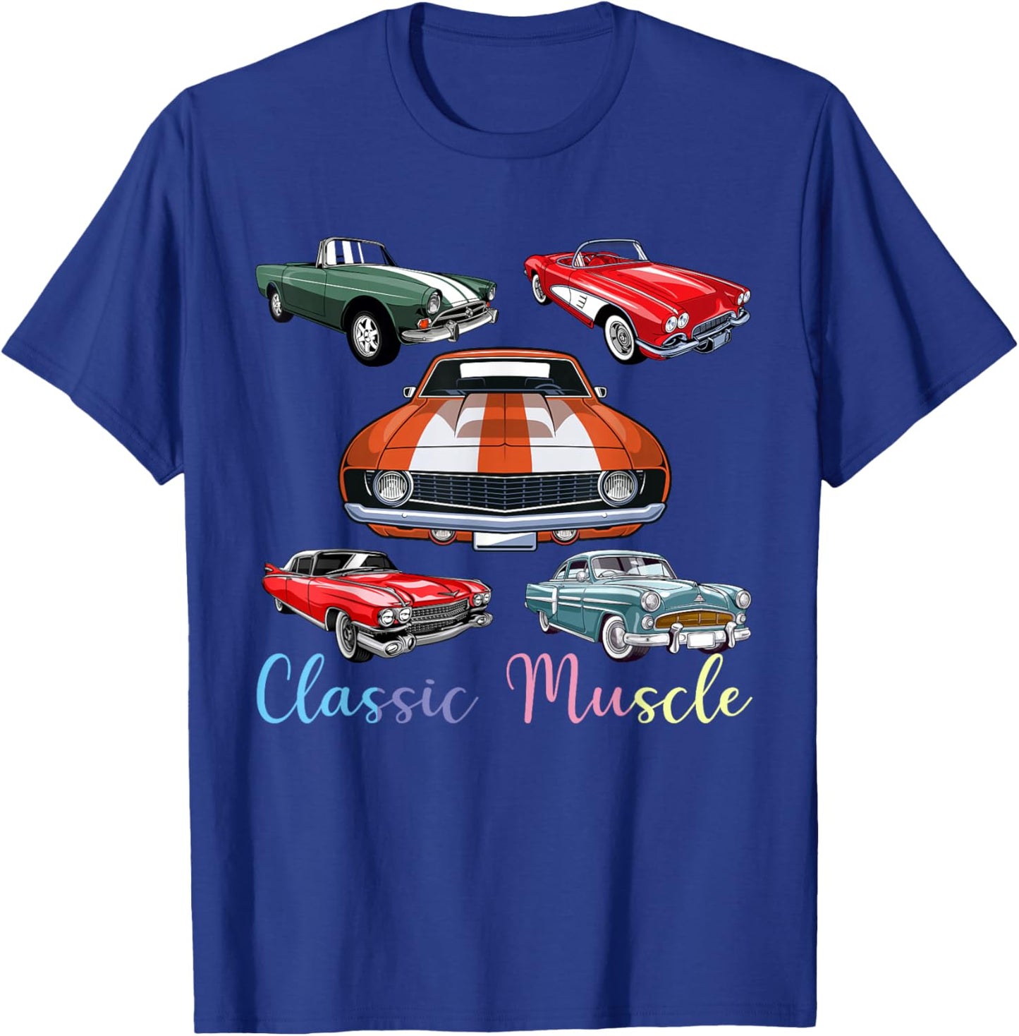 Funny Classic Car America Novelty Muscle Cars T-Shirt - T-Shirt | Royal