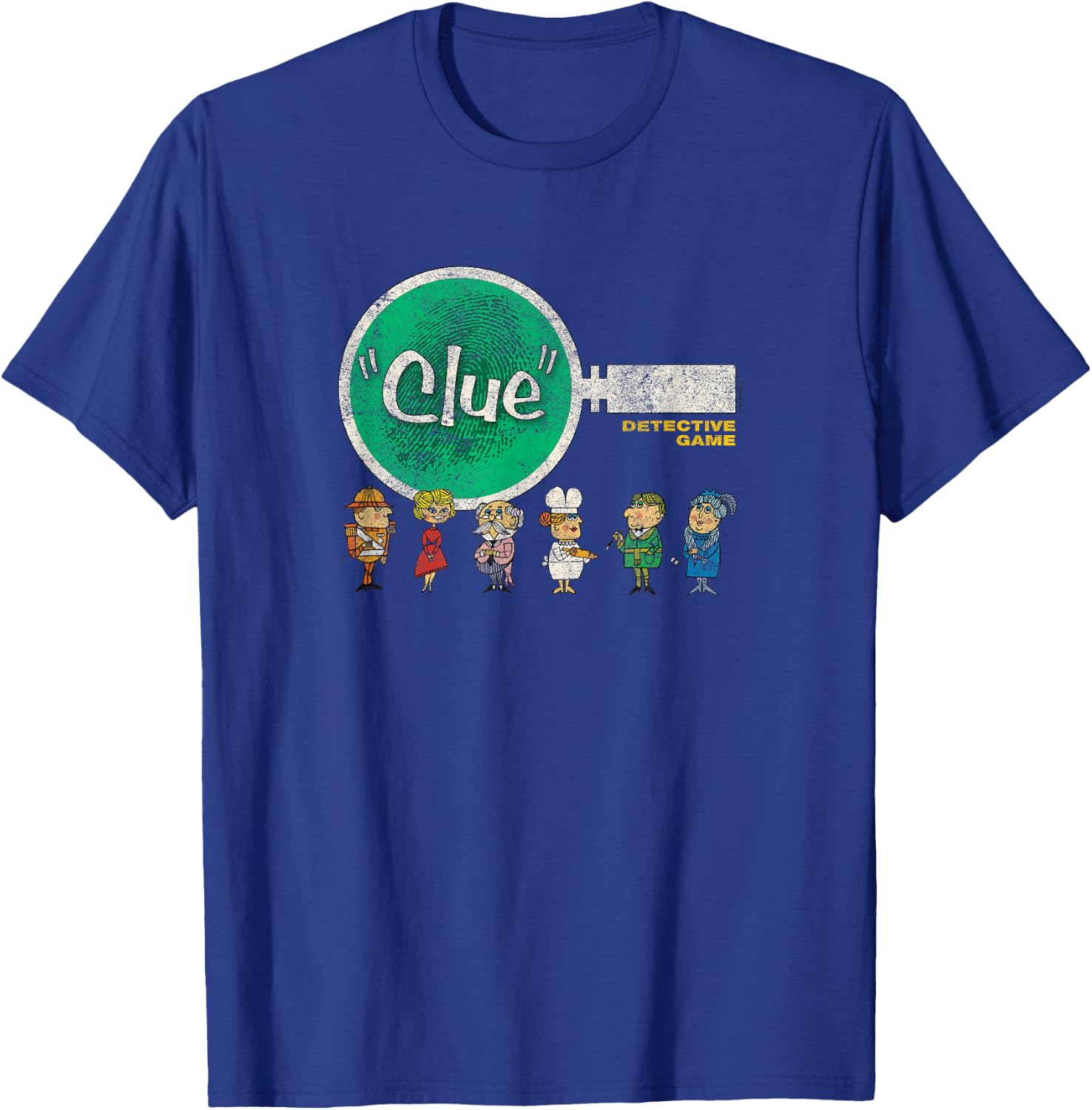 Clue Characters Retro Magnifying Glass Logo T-Shirt - T-Shirt | Royal
