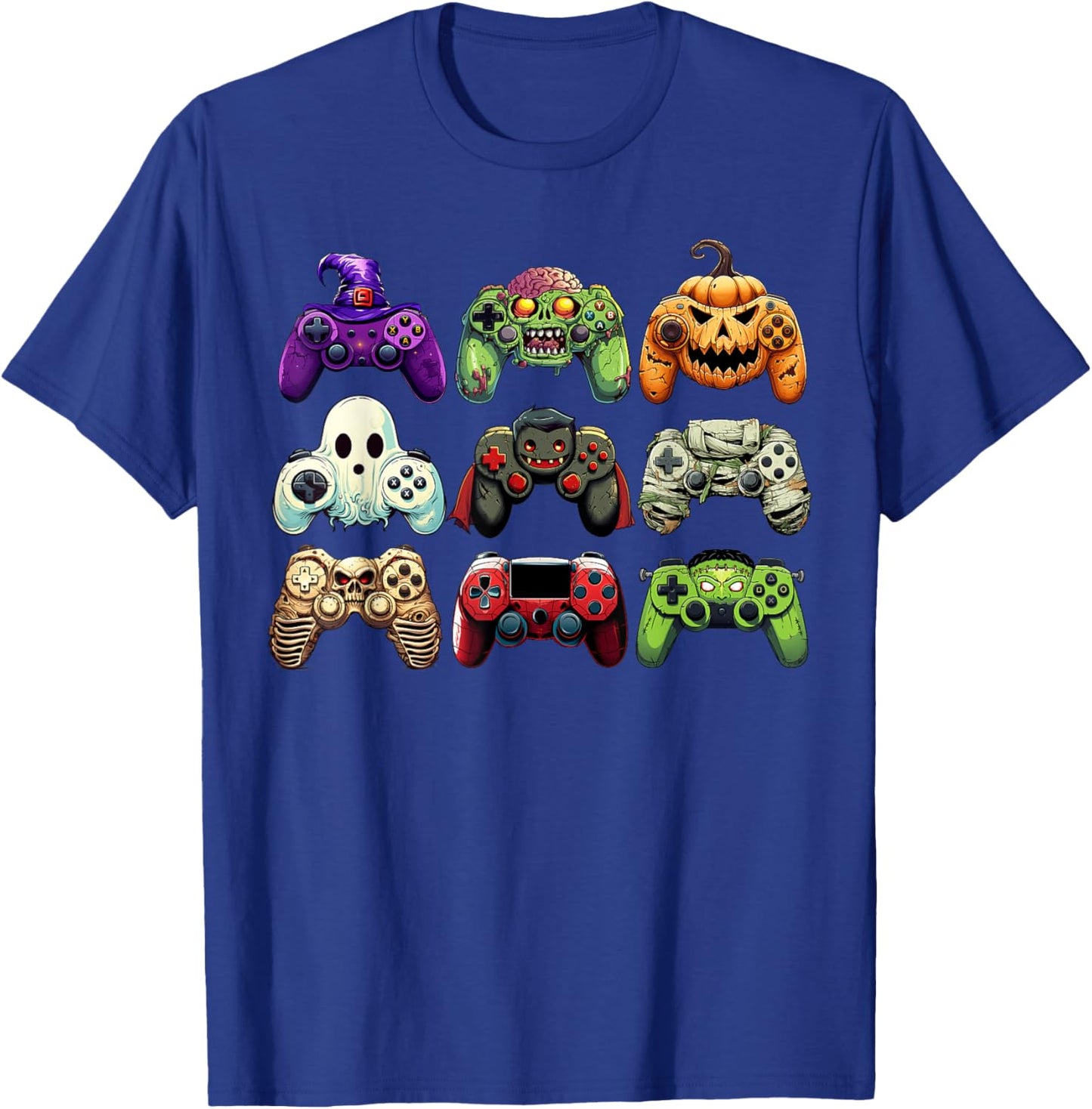 Halloween Skeleton Zombie Gaming Controllers Mummy Boys Kids T-Shirt - T-Shirt | Royal
