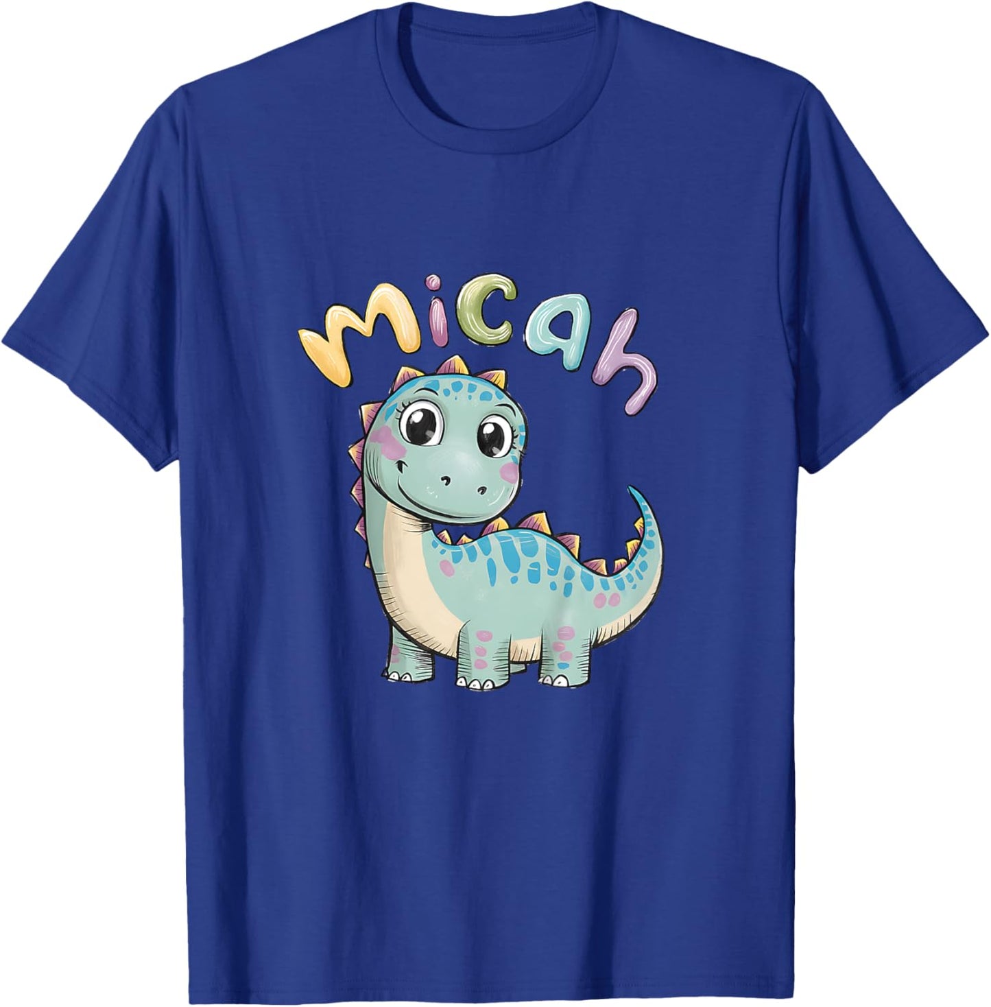 Kids Micah Dinosaur Adventure Personalized Kids Name Gift T-Shirt - T-Shirt | Royal