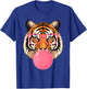 Funny Tiger Glasses Blowing Bubble Gum Cute Tiger Face T-Shirt - T-Shirt | Royal