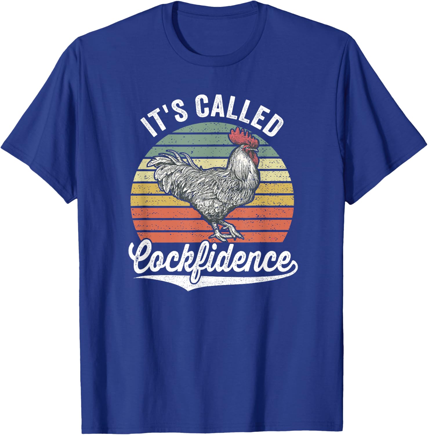 Retro Alpha Fighting Rooster Its Called Cockfidence Cocky T-Shirt - T-Shirt | Royal