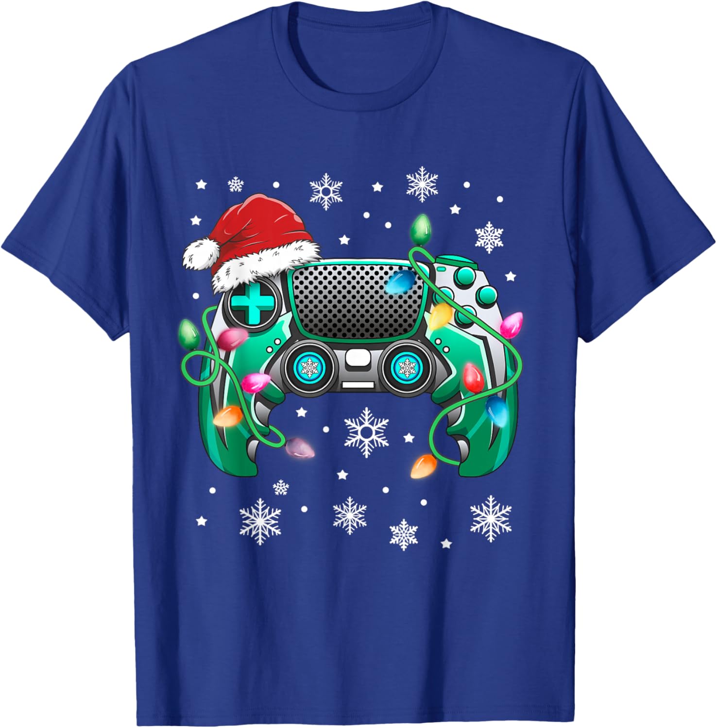 Video Game Controller Christmas Santa Hat Gamer Boys T-Shirt - T-Shirt | Royal