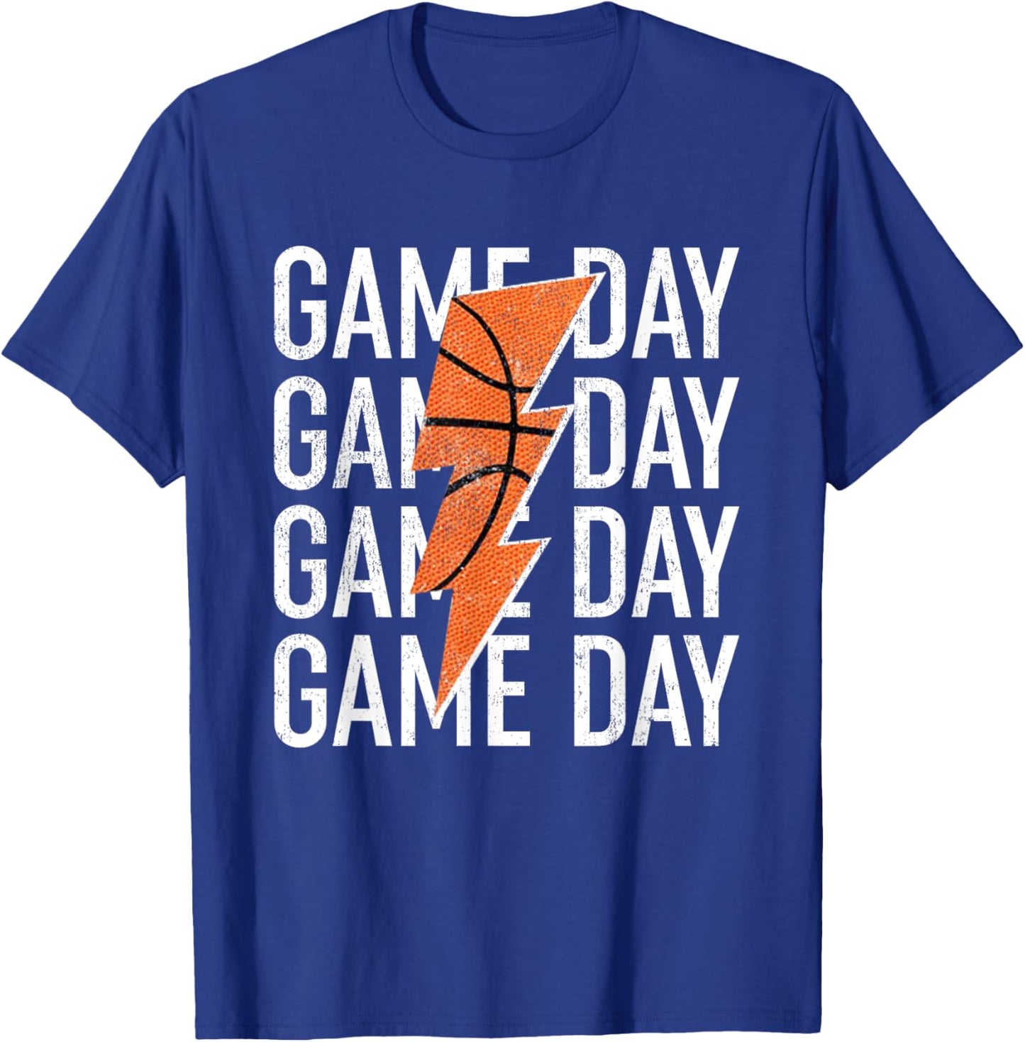 Vintage Game Day Basketball Lightning Bolt Funny Team Sport T-Shirt - T-Shirt | Royal
