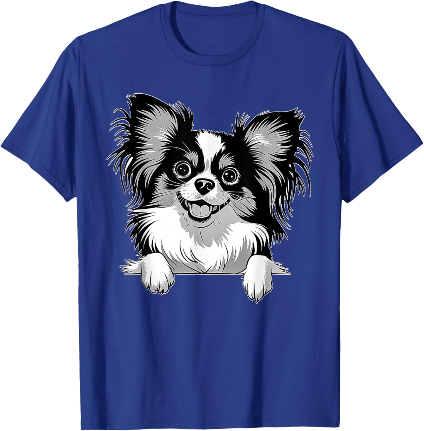 Cute Peeking Papillon Dog Graphic Design T-Shirt - T-Shirt | Royal