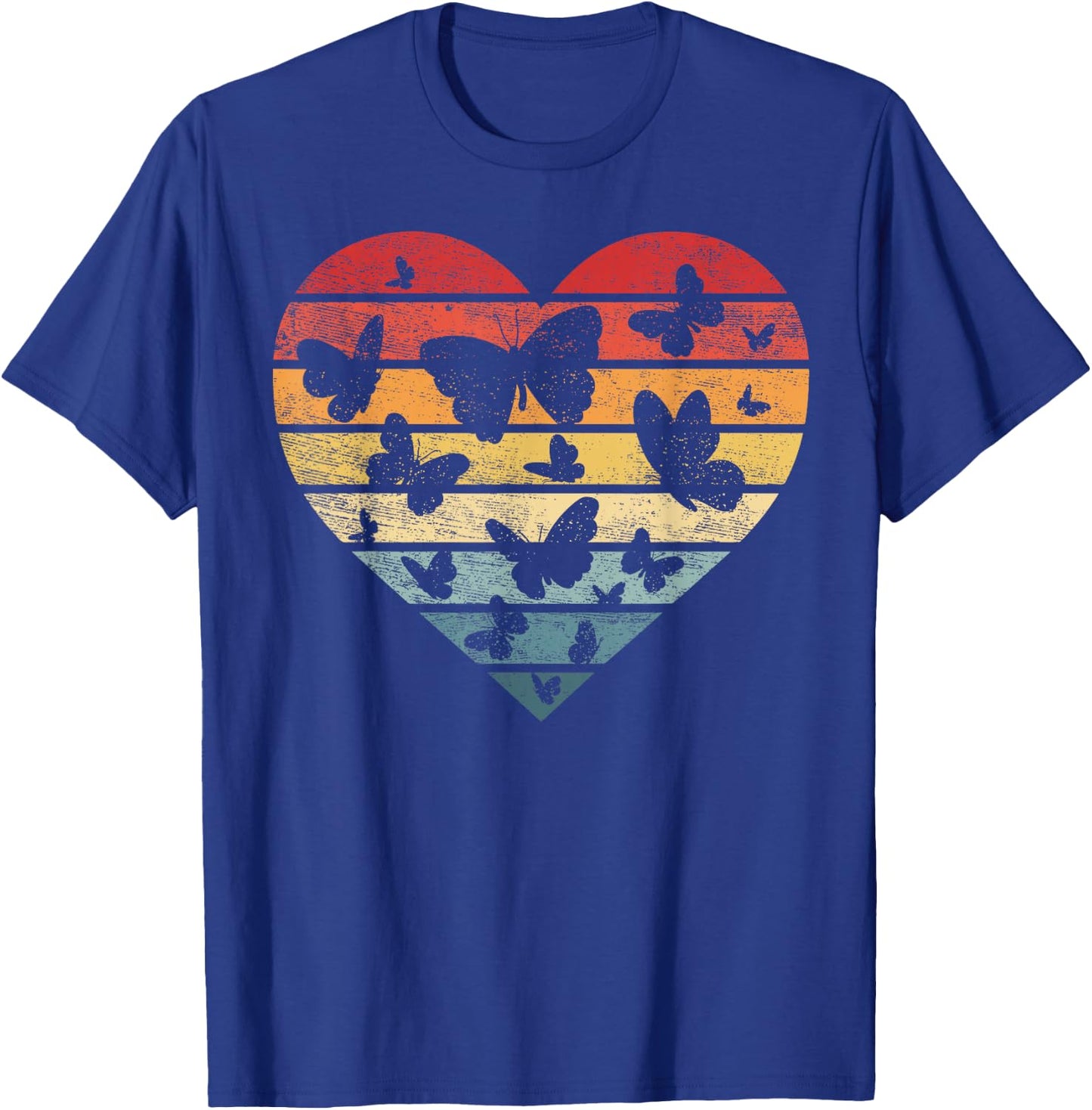 Butterfly Lover Gifts Retro Vintage Heart Silhouette T-Shirt - T-Shirt | Royal