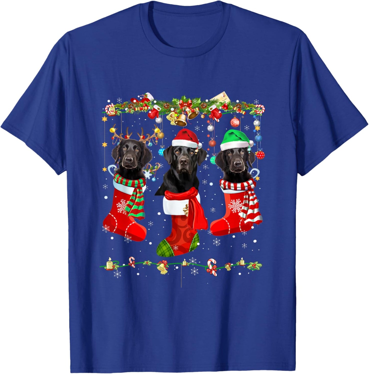 Black Lab Labrador Christmas Socks Funny Xmas Pajama Dog T-Shirt - T-Shirt | Royal