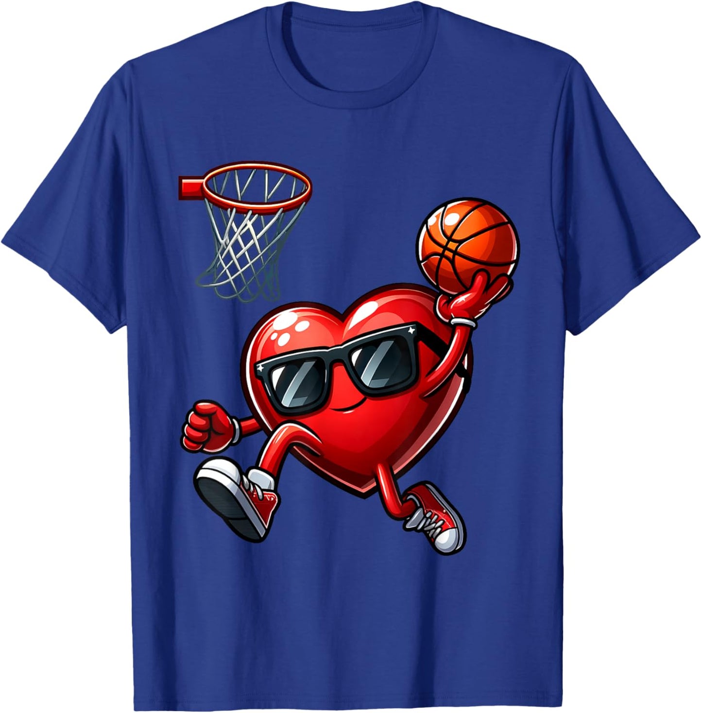 Funny Heart Dunking Basketball Valentines Day Boys Kids T-Shirt - T-Shirt | Royal
