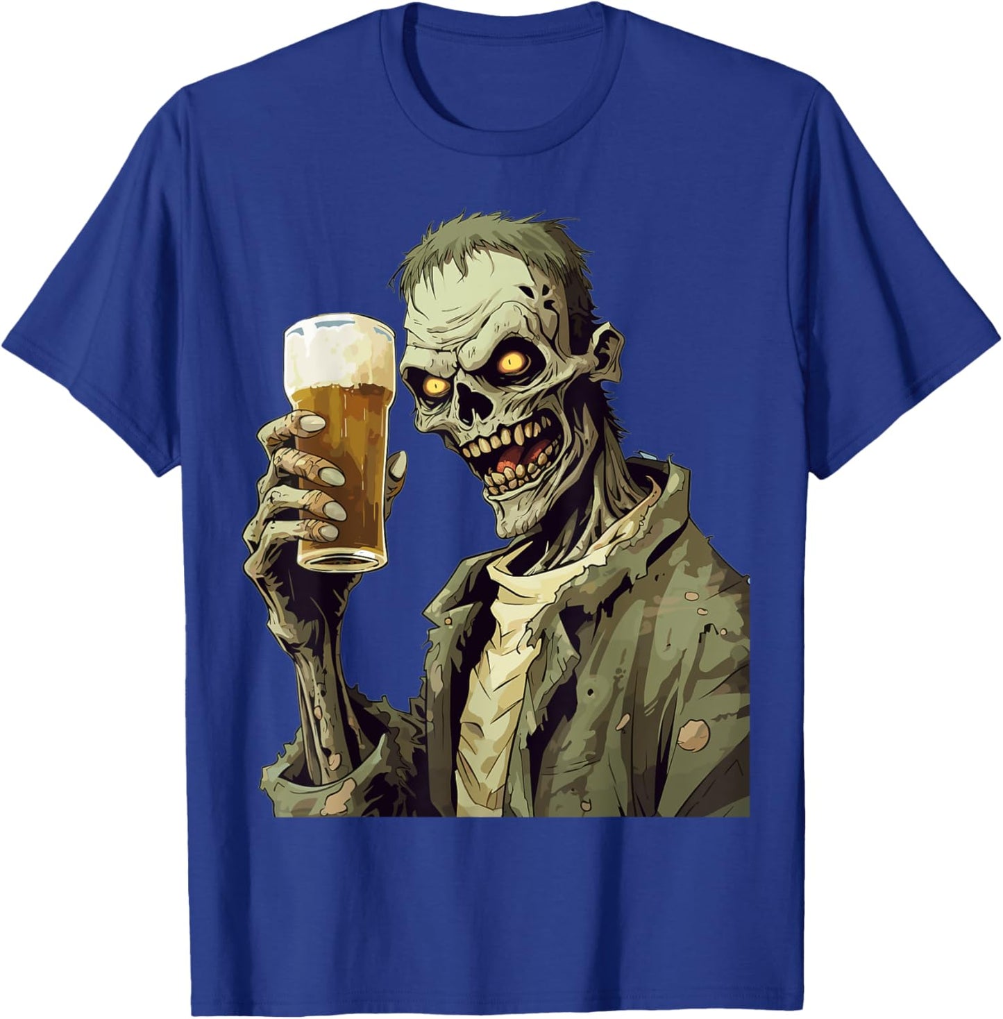 Halloween Zombie Drinking Beer T-Shirt - T-Shirt | Royal