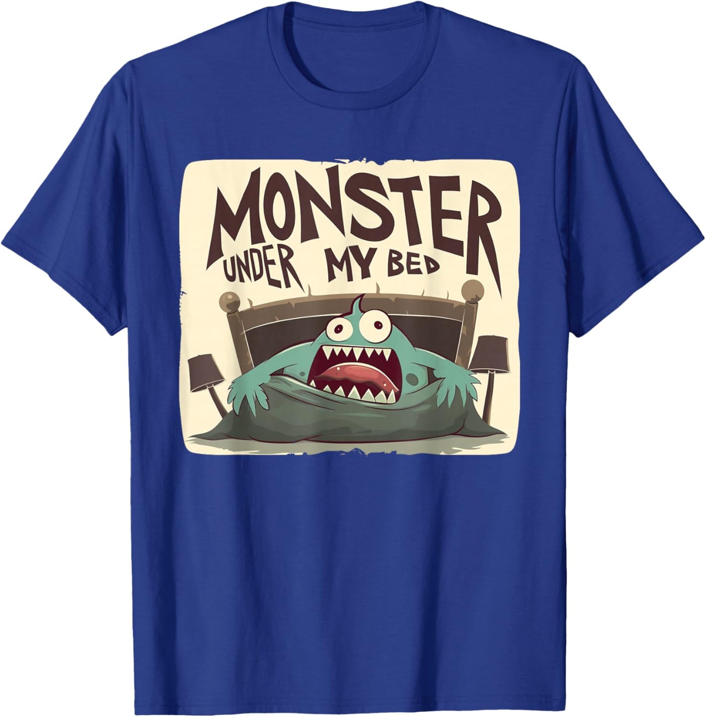 Funny scared Monster under Bed in Children's Room Costume T-Shirt - T-Shirt | Royal