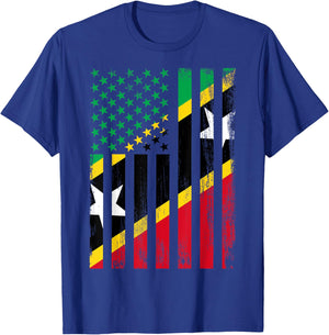 Saint Kitts and Nevis & USA T-Shirt - T-Shirt | Royal