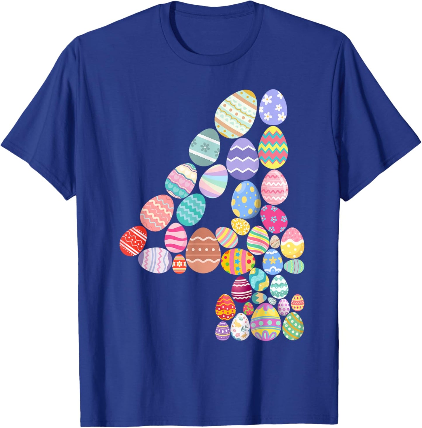 Number 4 Easter Eggs Themed 4th Birthday Boys Kid 4 Year Old T-Shirt - T-Shirt | Royal
