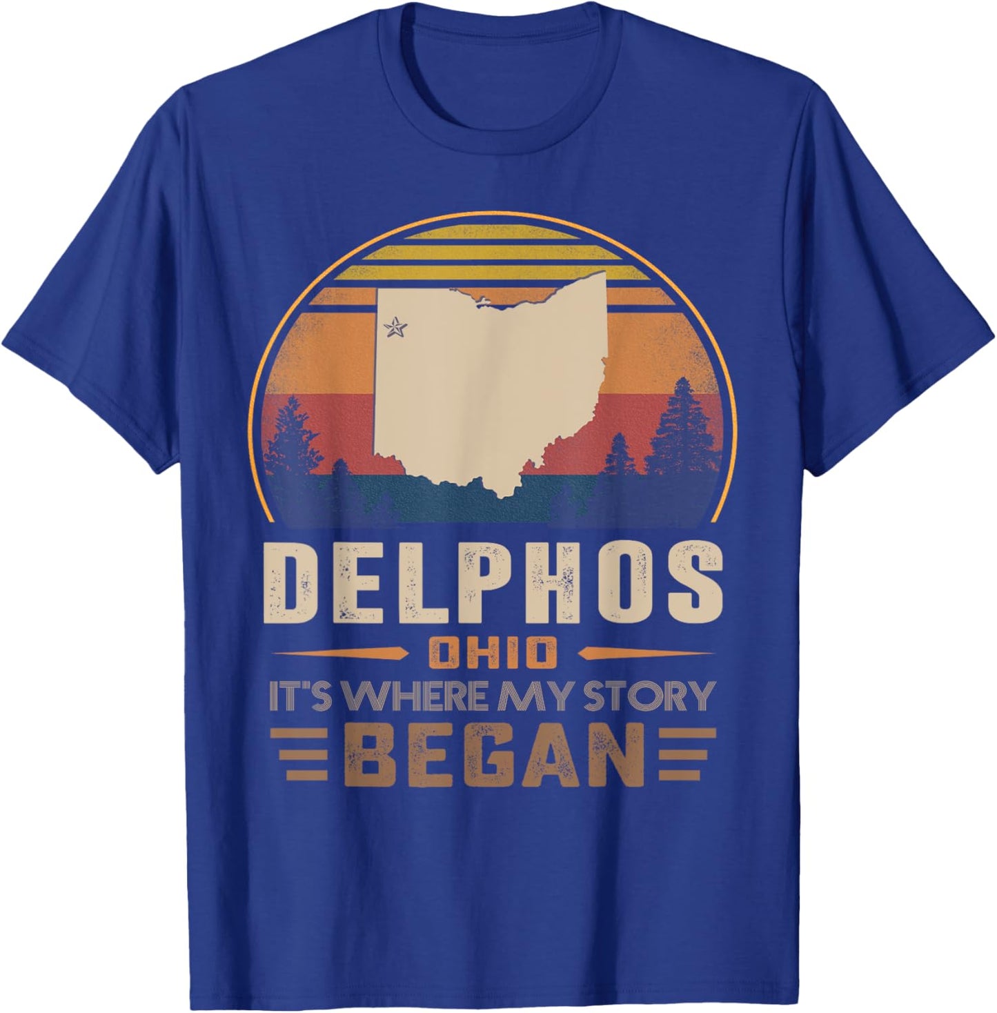 Vintage Delphos Ohio Hometown My Story Began T-Shirt - T-Shirt | Royal