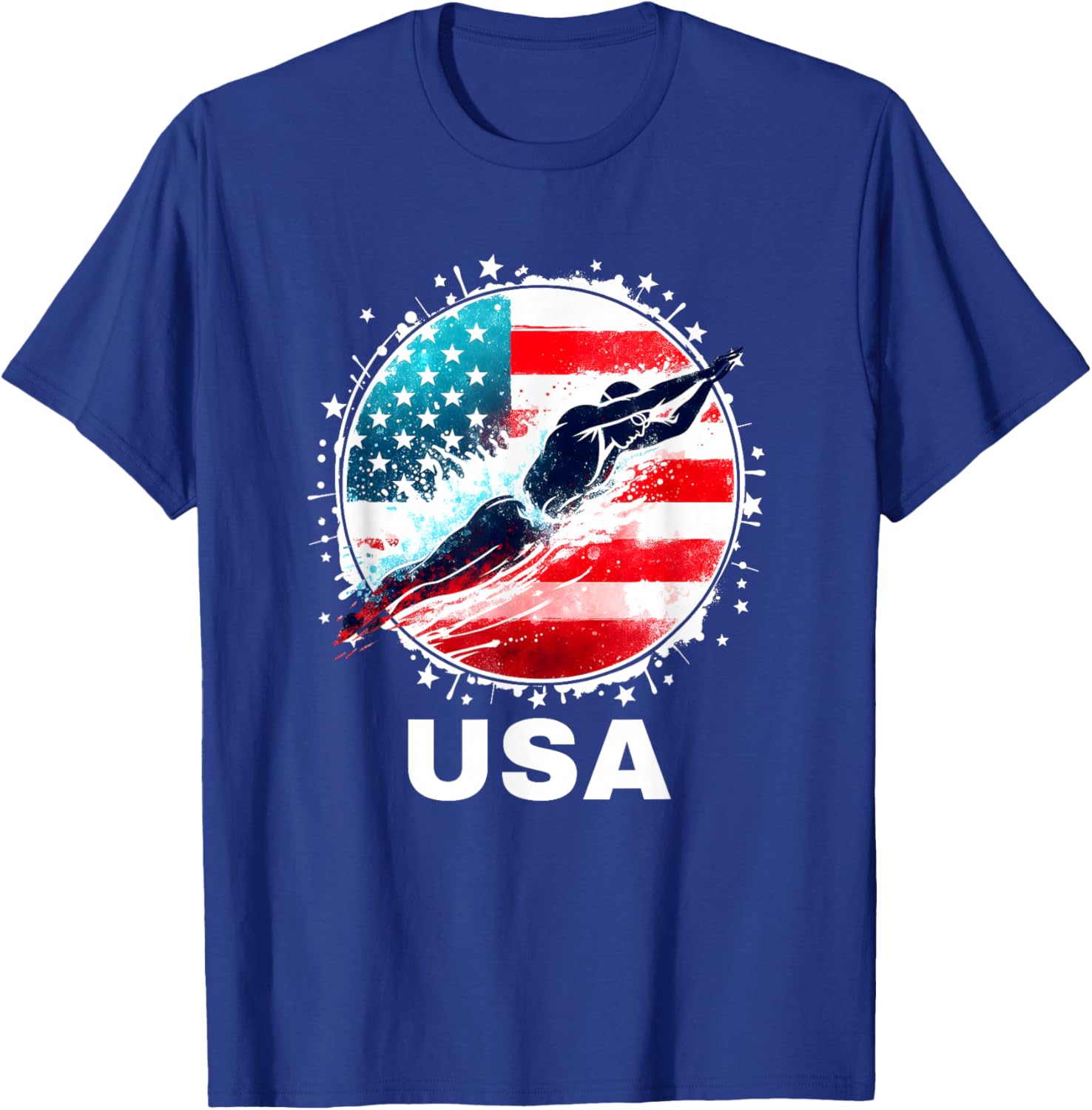 Swimming United States Team Apparel American Flag Swimming Women Kids Men T-Shirt - T-Shirt | Royal