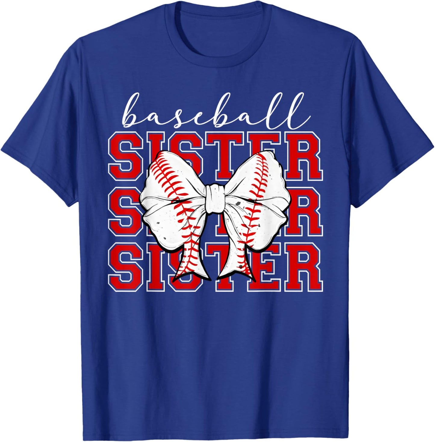 Baseball Sister Vintage Sport Lover Sister Mothers Da T-Shirt - T-Shirt | Royal
