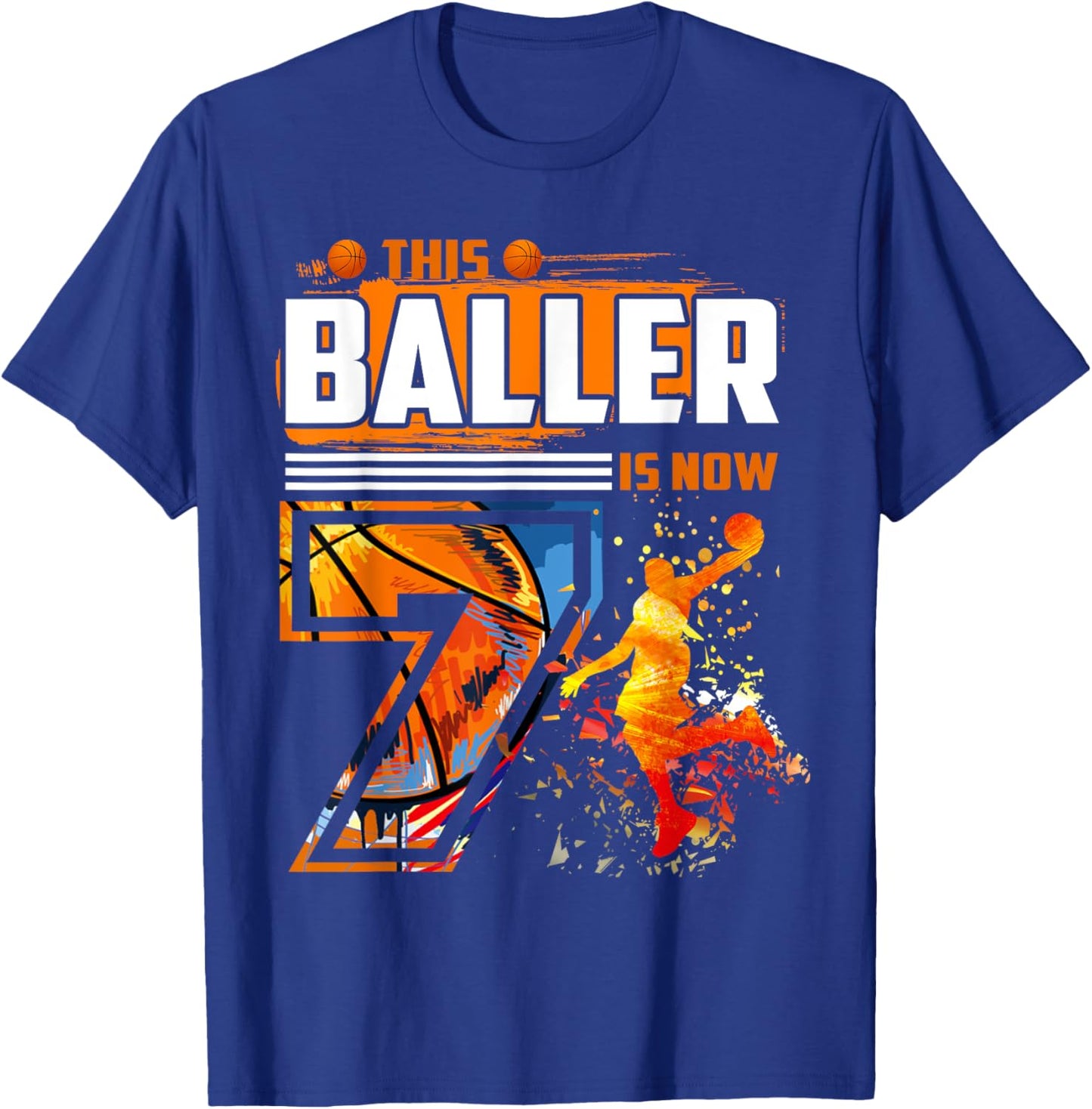 This Baller Is Now 7 Cool Basketball 7th birthday 7 yrs Old T-Shirt - T-Shirt | Royal