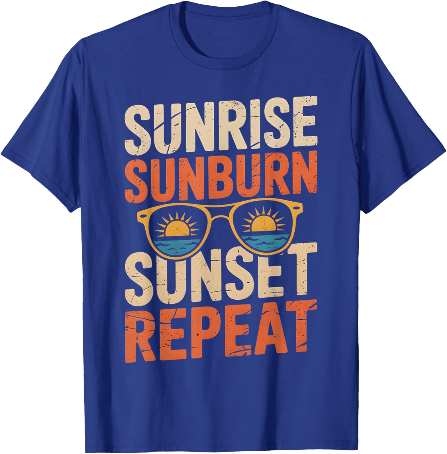 Sunrise Sunburn Sunset Repeat Vintage Retro Summer Vacation T-Shirt - T-Shirt | Royal