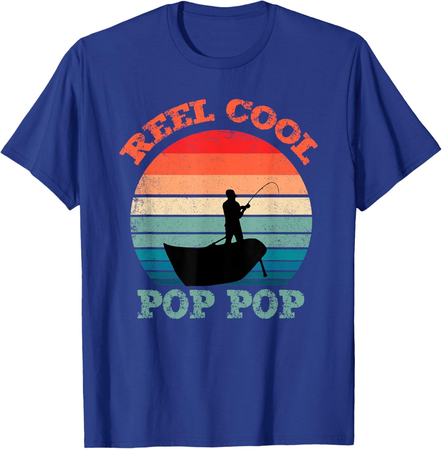 Reel Cool Pop-Pop Fishing Funny Vintage Retro PopPop T-Shirt - T-Shirt | Royal