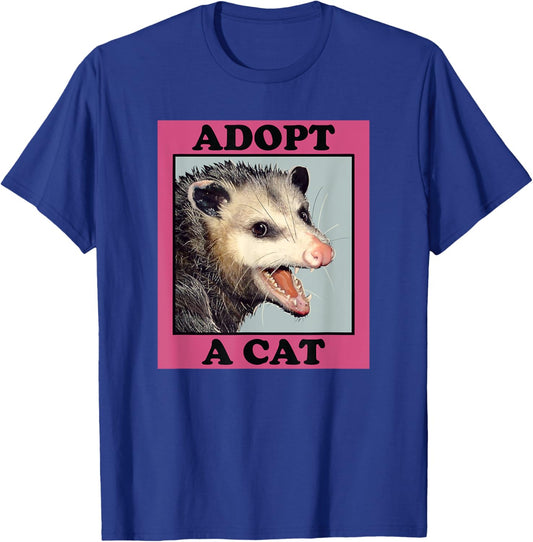 Possum Shirt Adopt a Cat Funny Opossum Possums Men Women Girls Kids T-Shirt - T-Shirt | Royal