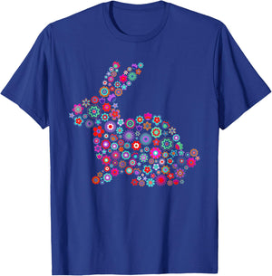 Floral Easter Bunny Women Girls Spring Flowers Rabbit T-Shirt - T-Shirt | Royal