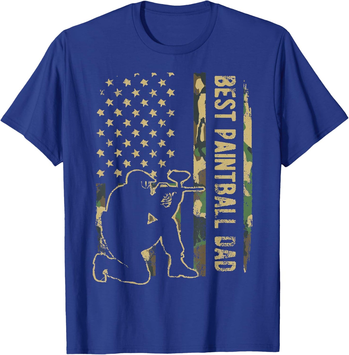 Paintball Dad Camouflage American Flag Fathers Day Gift Men T-Shirt - T-Shirt | Royal