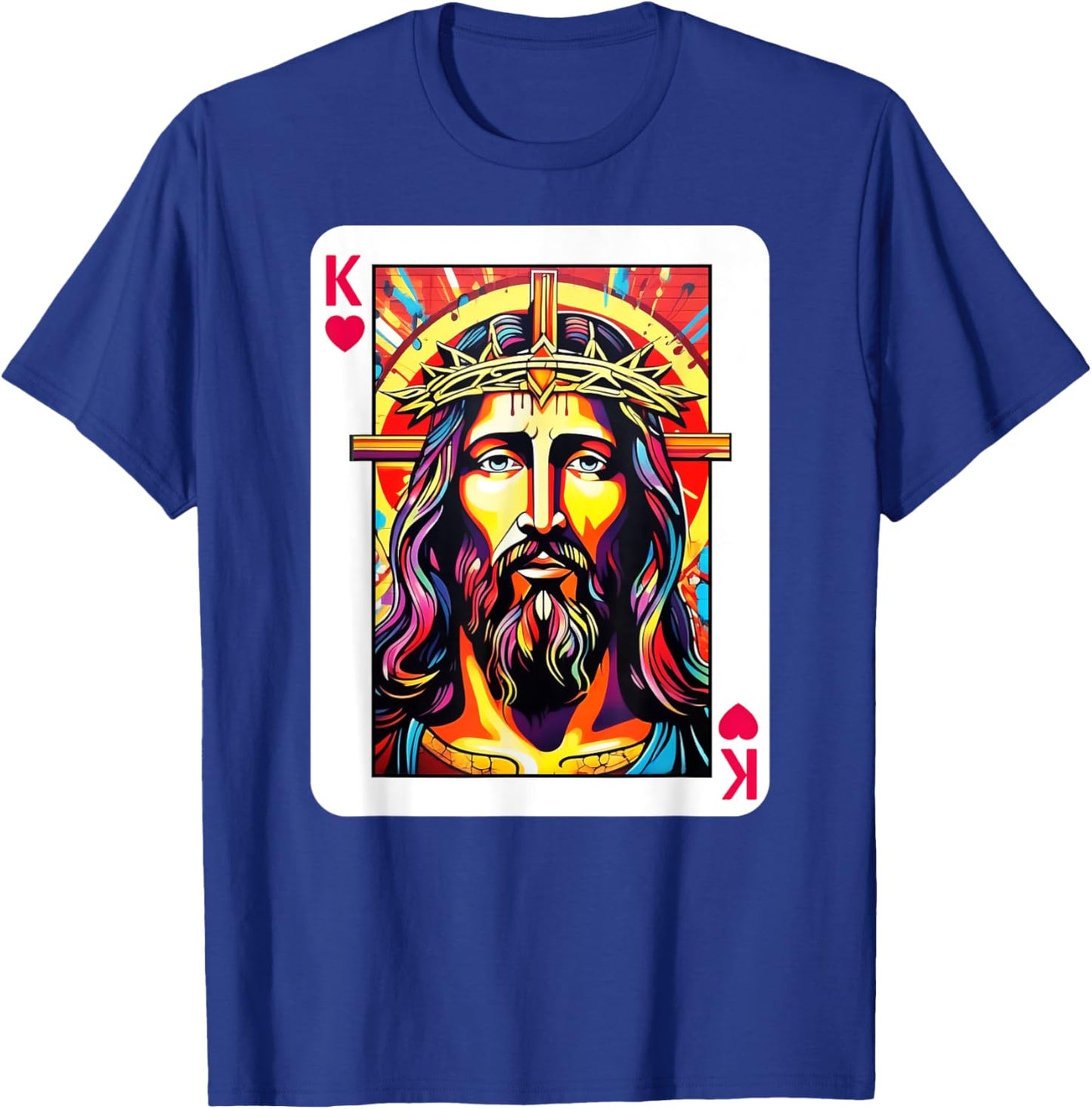 Jesus Is King Card Christian King of Hearts Religious Faith T-Shirt - T-Shirt | Royal
