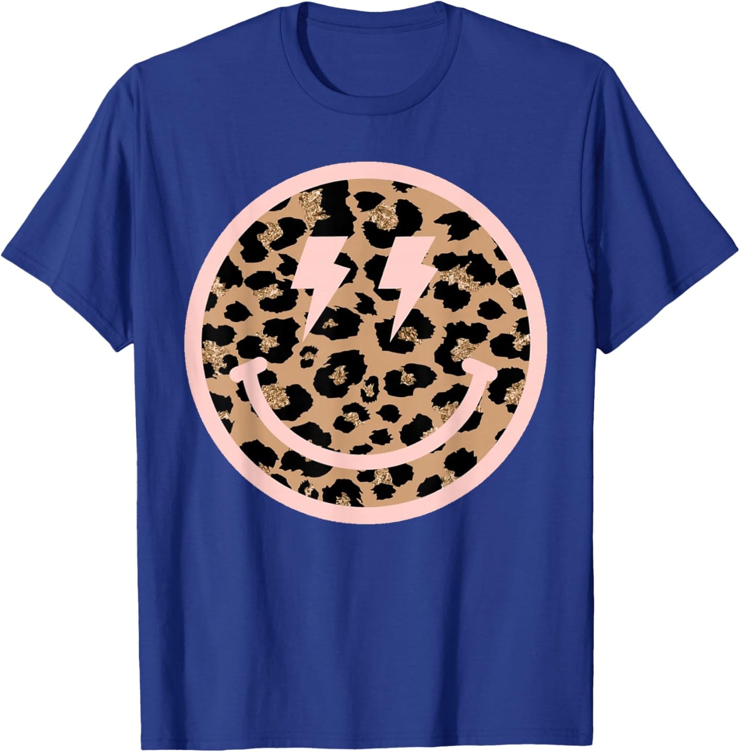 Leopard Smile Face Shirt Lightning Bolt Eyes Happy Face T-Shirt - T-Shirt | Royal