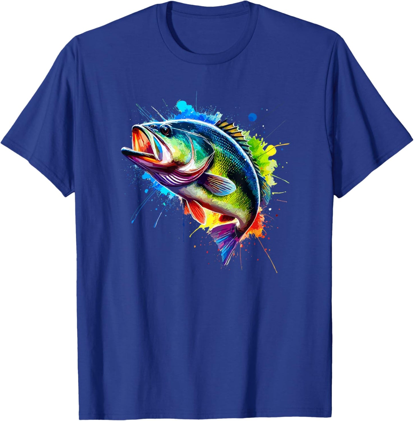 Colorful Splash Art Bass Fish T-Shirt - T-Shirt | Royal