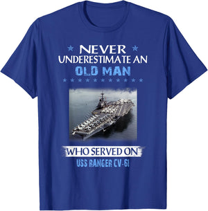 USS Ranger CV-61 Veterans Day Father Day Gift T-Shirt - T-Shirt | Royal