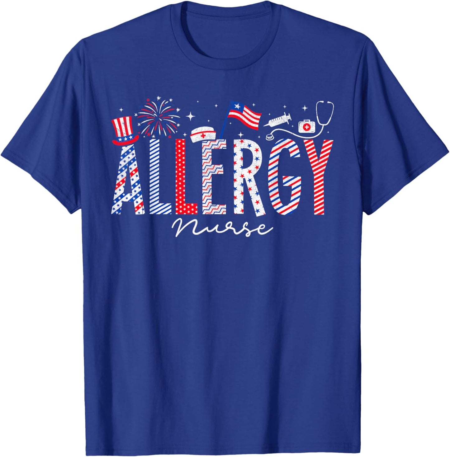 4th Of July Allergy Nurse Scrub Tops Patriotic Nurses Men T-Shirt - T-Shirt | Royal