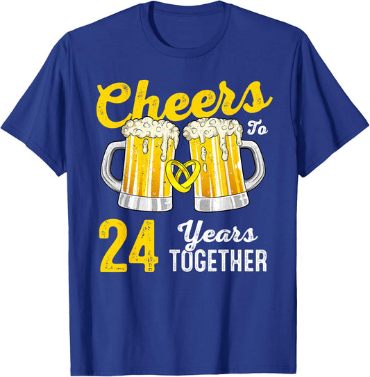Cheers 24 Years Together Funny 24th Wedding Anniversary T-Shirt - T-Shirt | Royal