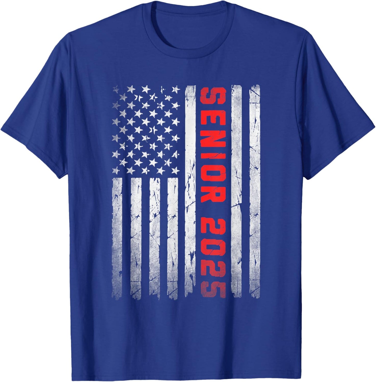 Senior 2025 Patriotic American Flag Graduation Class of 2025 Women Kids Men T-Shirt - T-Shirt | Royal