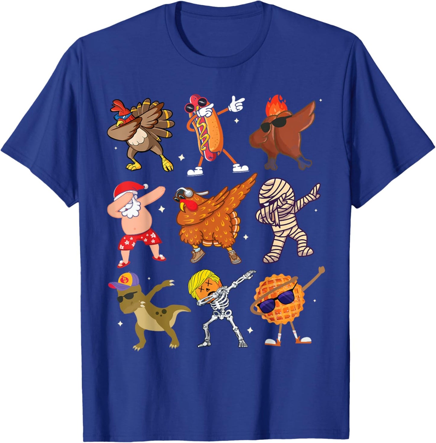 Dabbing Turkey Santa Pilgrim Thanksgiving Funny Dab T-Shirt - T-Shirt | Royal