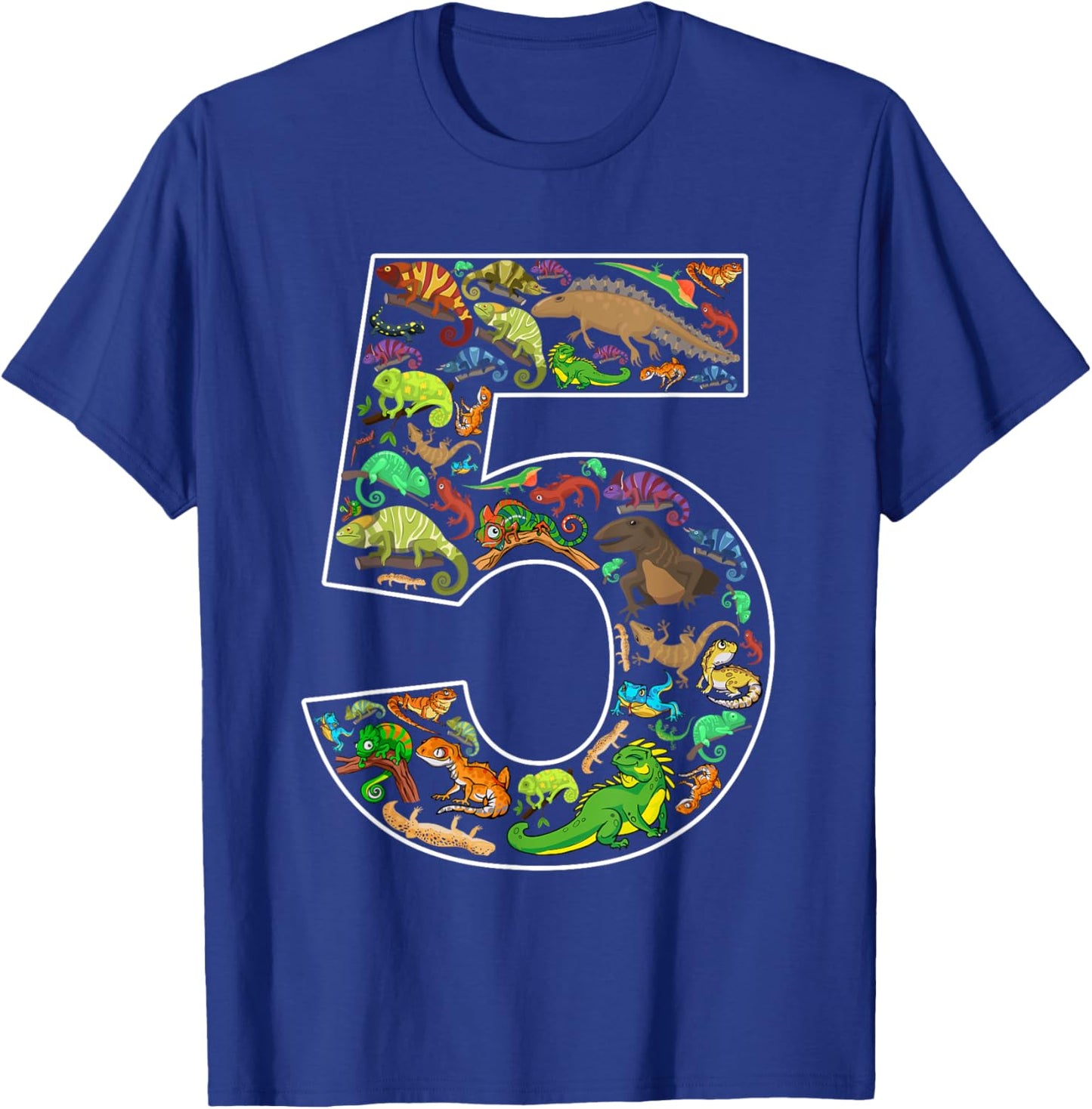 5th Birthday Reptile Theme 5 Year Old Birthday Boy Girl T-Shirt - T-Shirt | Royal