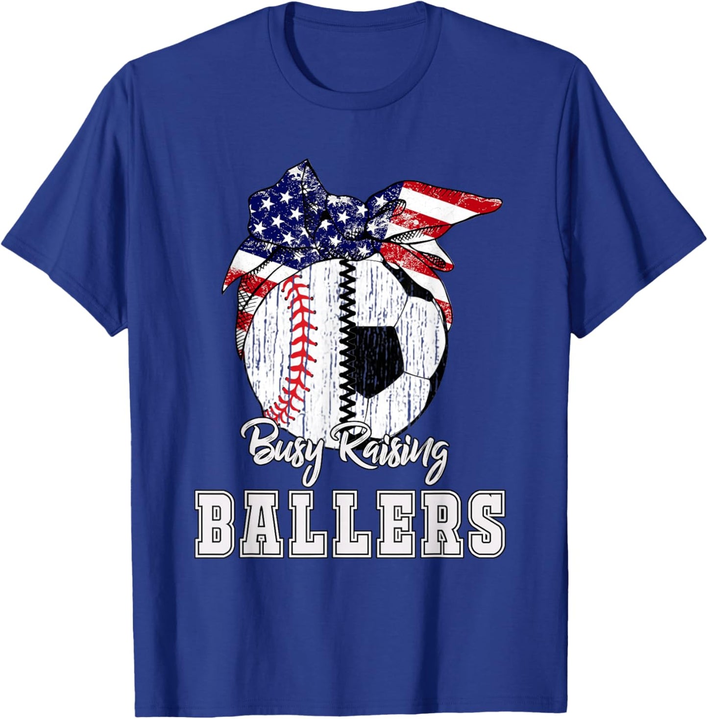 Busy Raising Ballers Baseball Soccer - Soccer mom T-Shirt - T-Shirt | Royal