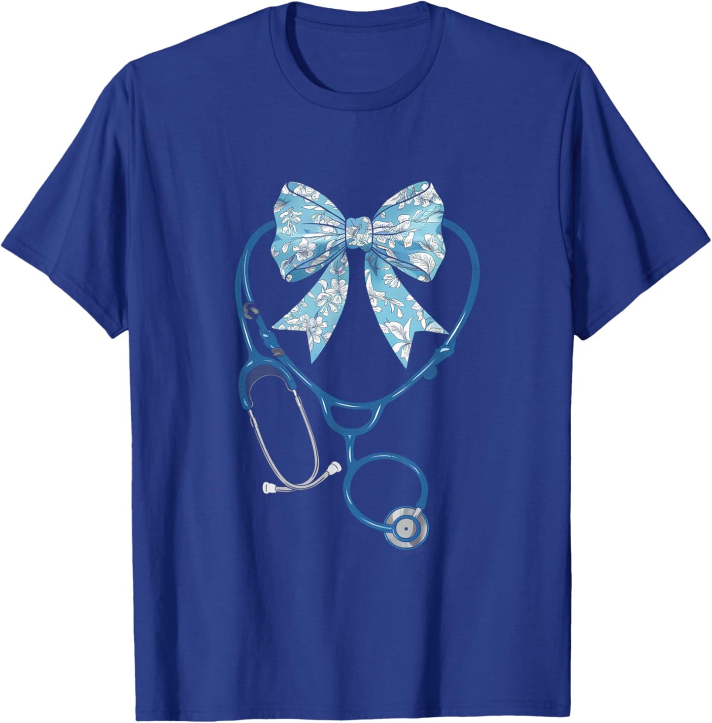 Toile Nurse Bow Blue Coquette Nurse Stethoscope Bow T-Shirt - T-Shirt | Royal