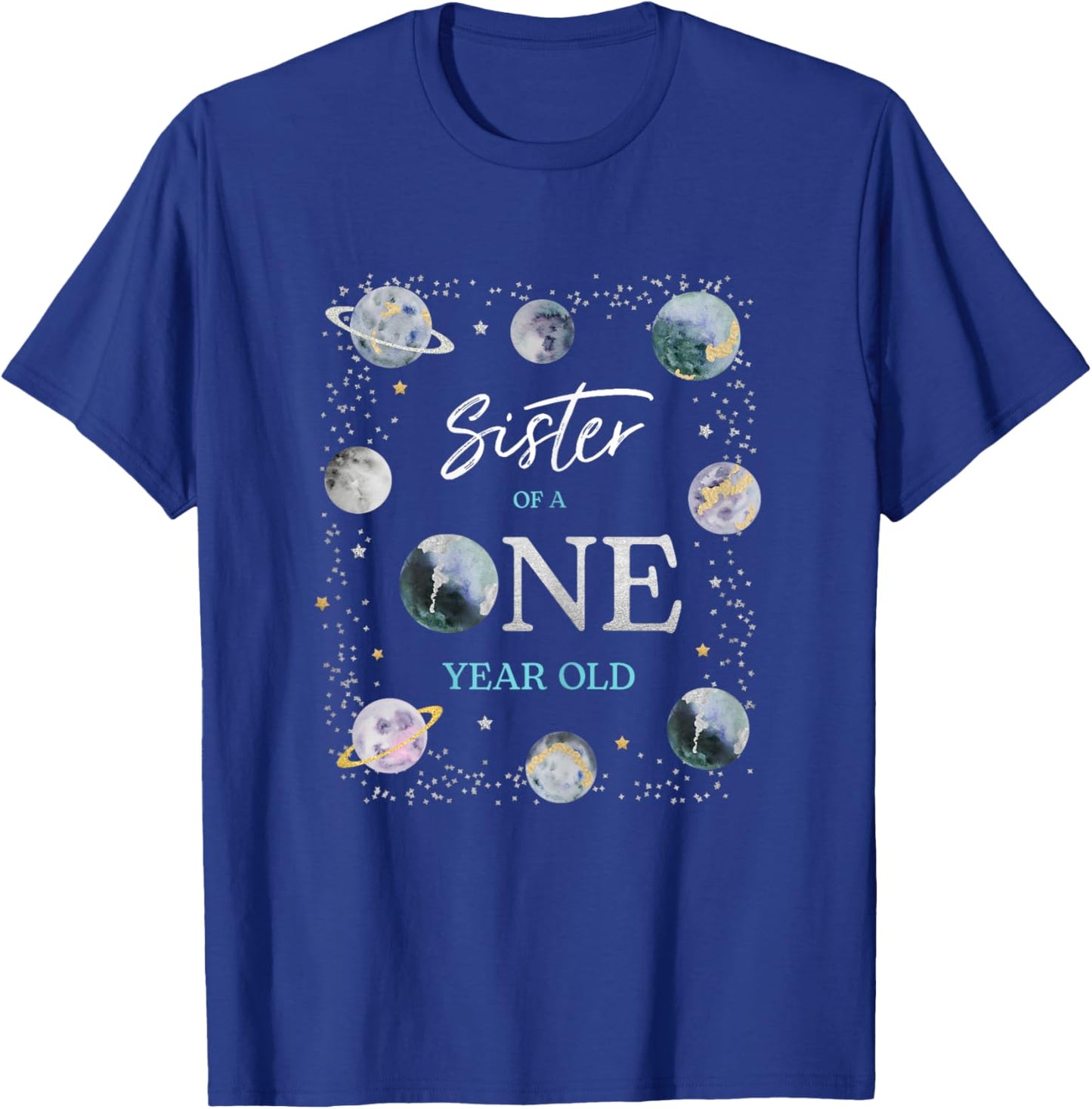 Sister Houston We Have A One Year Old Space Theme Birthday T-Shirt - T-Shirt | Royal