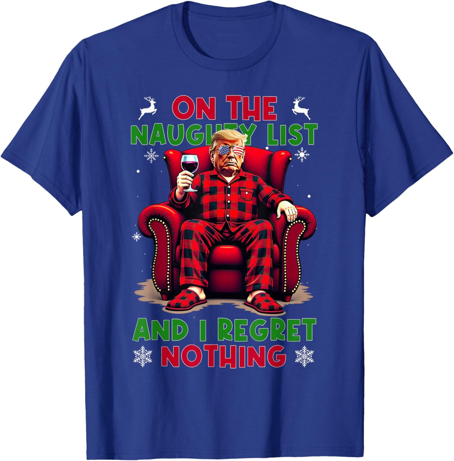 On the Naughty List and I Regret Nothing Horror Christmas T-Shirt - T-Shirt | Royal