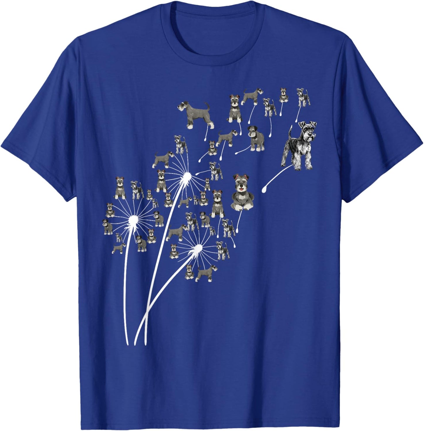 Dandelion Schnauzer Flower, Floral Miniature Schnauzer Tree T-Shirt - T-Shirt | Royal