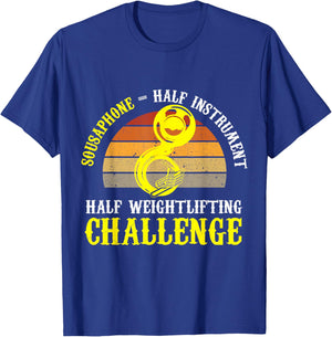 Sousaphone Half Instrument Half Weightlifting Challenge T-Shirt - T-Shirt | Royal