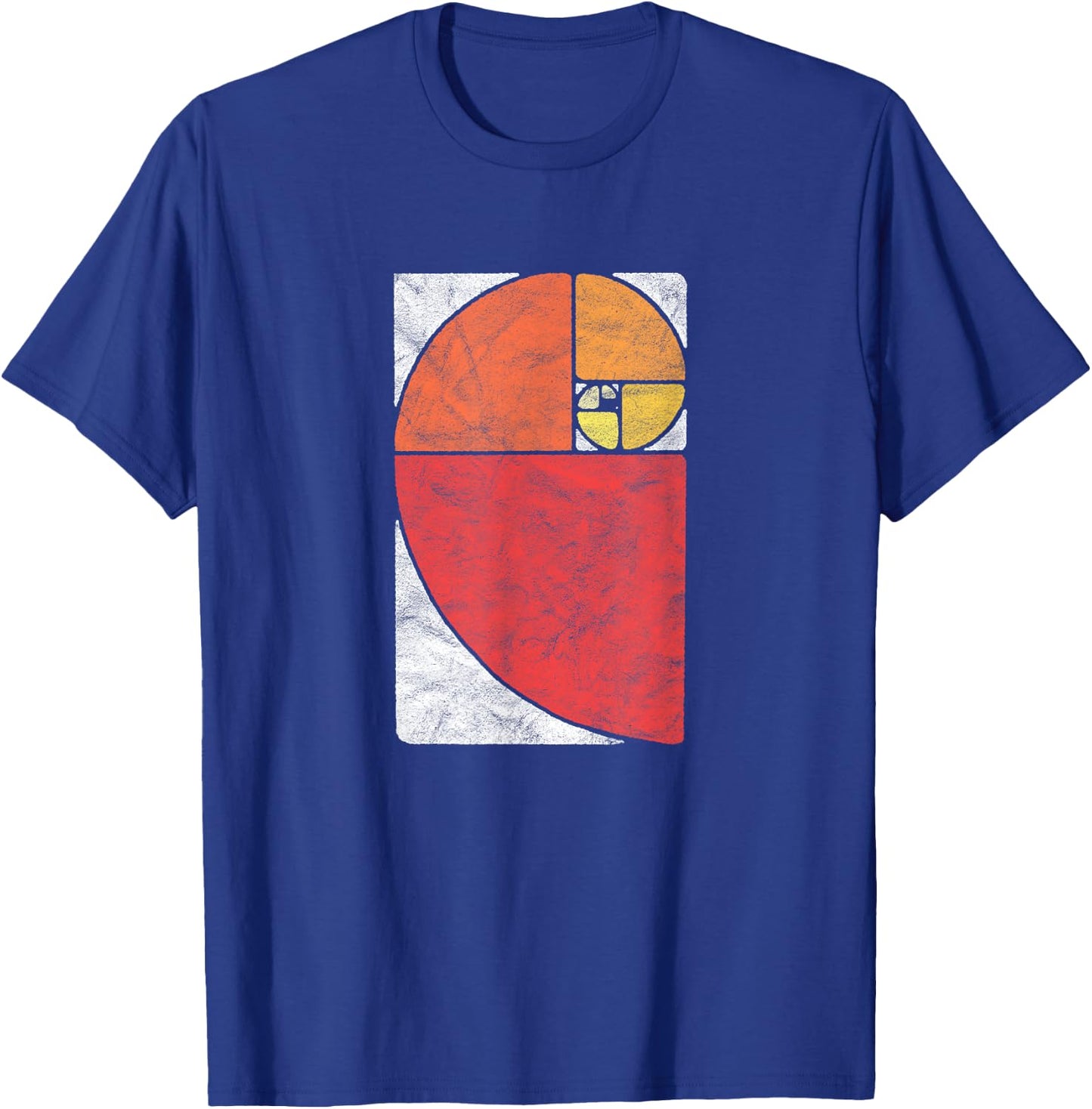 Vintage Fibonacci Sequence Golden Ratio Spiral Distressed T-Shirt - T-Shirt | Royal