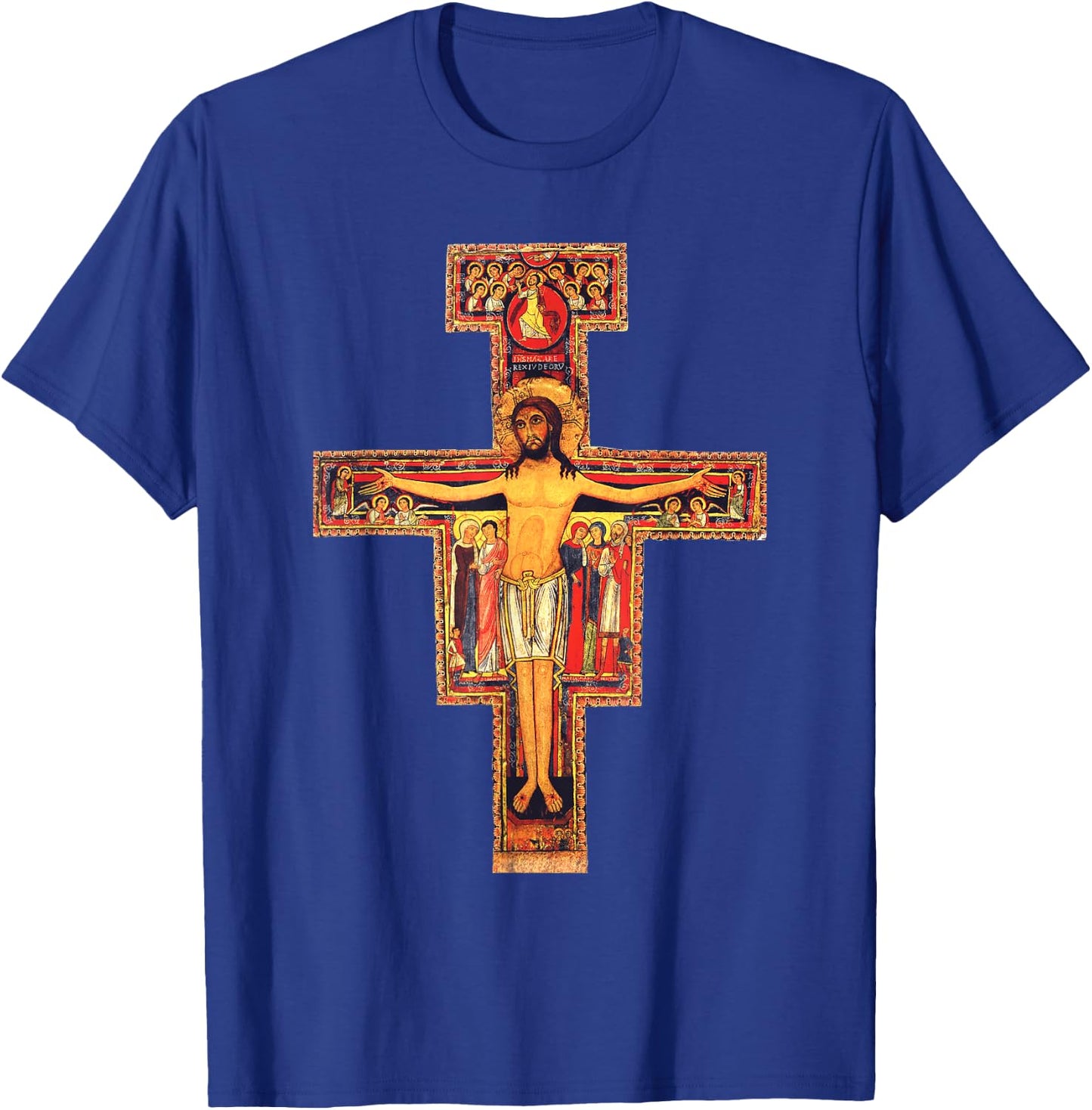 San Damiano Catholic Saint Cross T-Shirt - T-Shirt | Royal