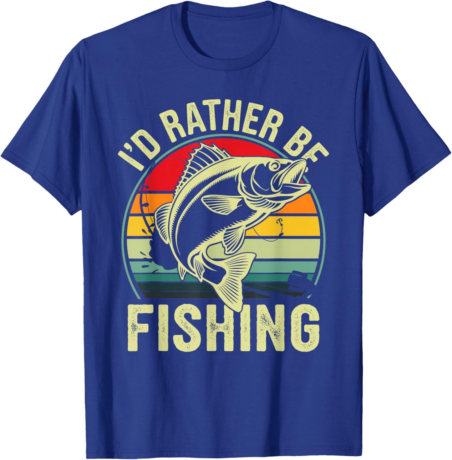 I'd Rather Be Fishing Retro Vintage Outdoor Fisherman T-Shirt - T-Shirt | Royal